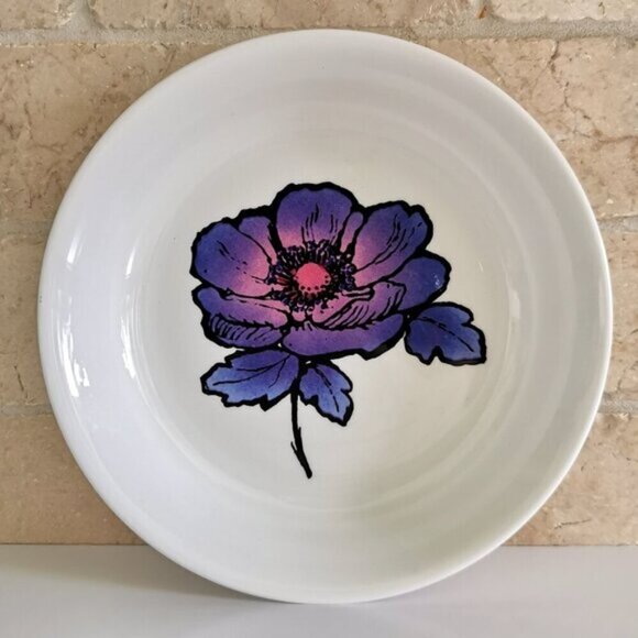 Wedgwood Blue Anemone Soup Bowl Susie Cooper Vintage 1970s Design Mod Floral - Picture 1 of 10